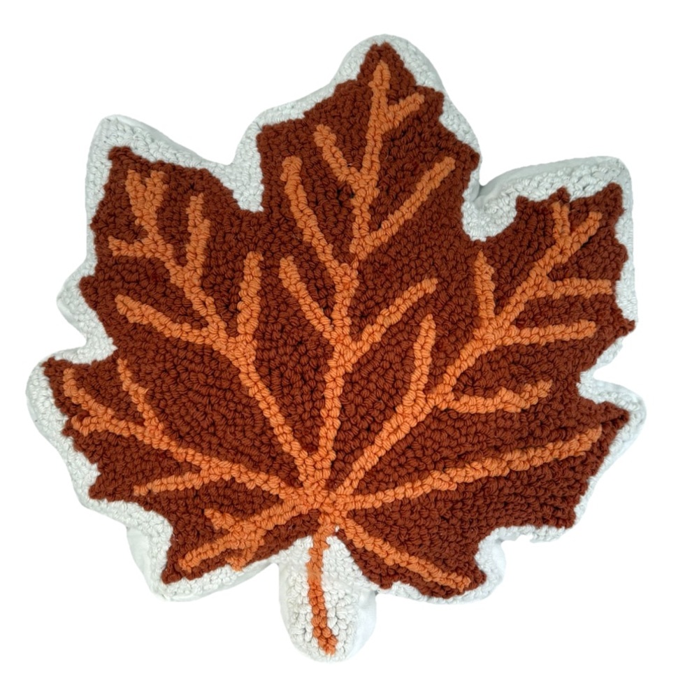 Rachel Ashwell The Farmhouse Fall Orange Maple Leaf Shaped Pillow Read